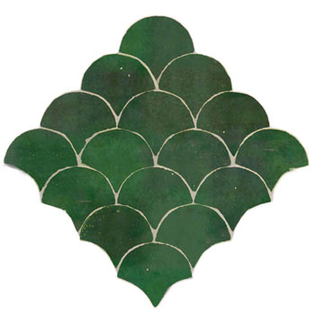 Mosaic House Moroccan tile Fleurs 10 Green  solid zellige, mosaic, zellij, field, pattern, glaze, fishscale, classic 